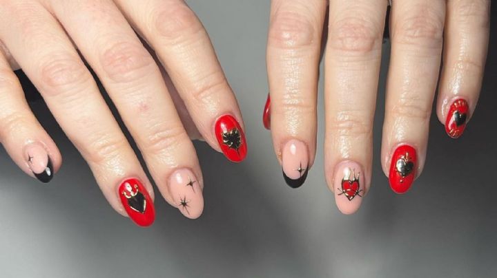 5 diseños de uñas rojas con negro para lucir manos elegantes en San Valentín